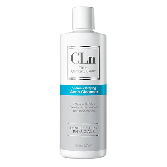 CLn® Acne Cleanser-The Only Cleanser with 0.5% Salicylic Acid Preserved with Sodium Hypochlorite for Clarifying Skin from Blackheads & Breakouts, Oil-Free & Fragrance-Free, 8 fl oz