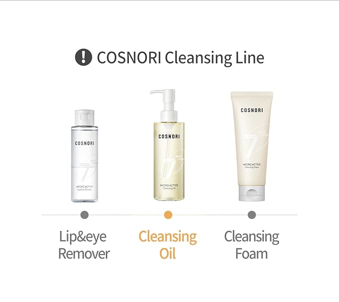 COSNORI 7-Complex Micro Active Cleansing Oil – Korean Vegan Facial Cleansing Oil, Fresh and Light Finish – Gentle Makeup Remover for Face, Hypoallergic, Fermented 7-Oil Complexes, 6.7 fl.oz.