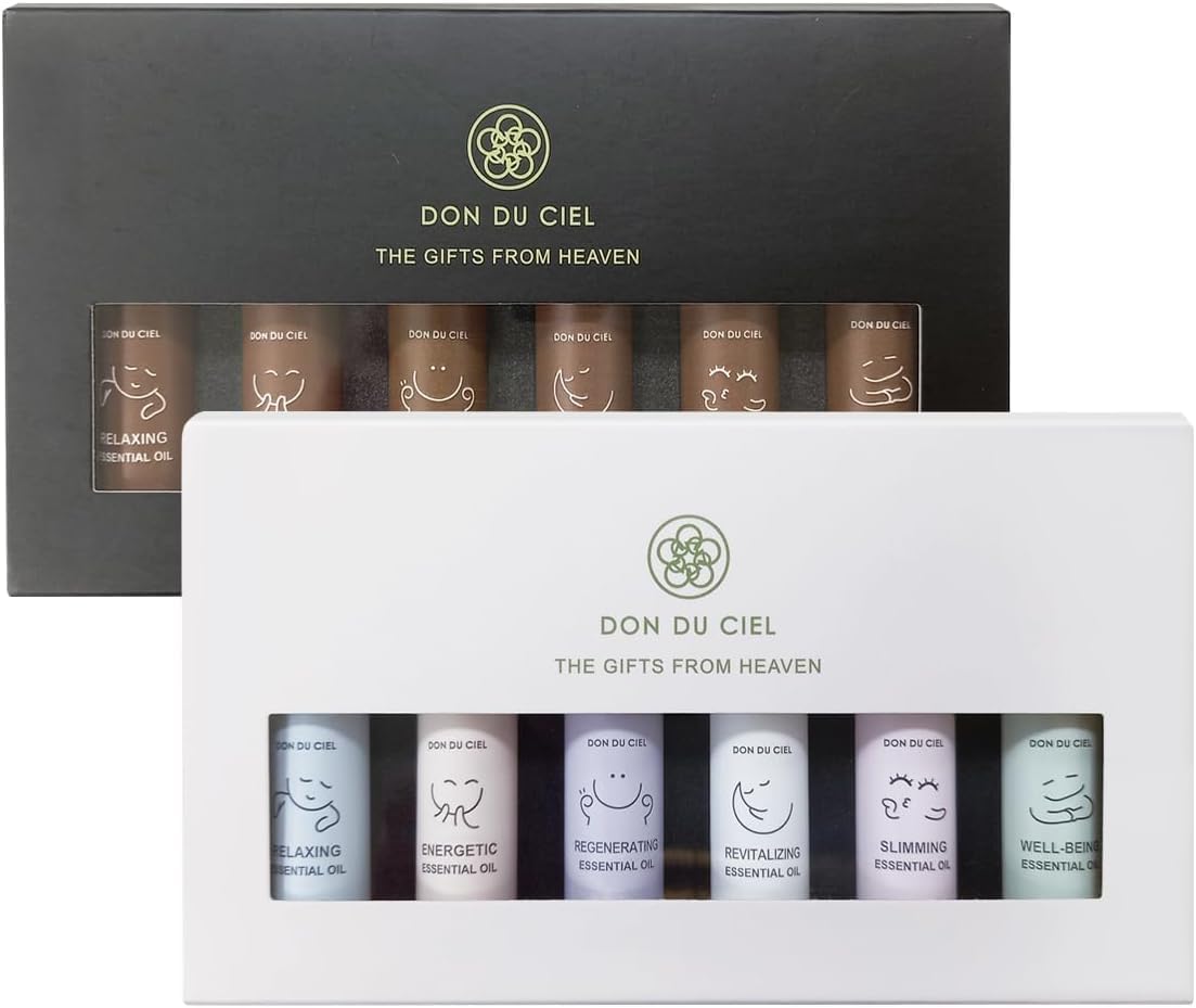 Essential Oil Roll On Blend, Orchid Oil Gift Set, Well-Being, Body Care, Massage, Relaxing, 6 Pack, 0.17oz, Elegant White