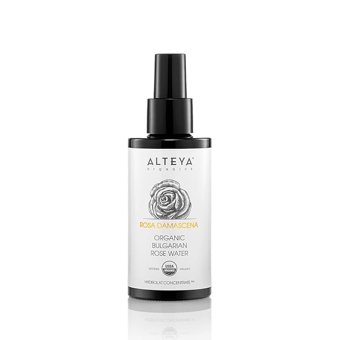 Alteya High-Potency Rose Water USDA Organic Facial Toner, 3000 Roses in a Bottle, 3.4 Fl Oz/100mL Pure Bulgarian Rosa Damascena Flower Water, Award-Winning Moisturizer in Miron Biophotonic Glass