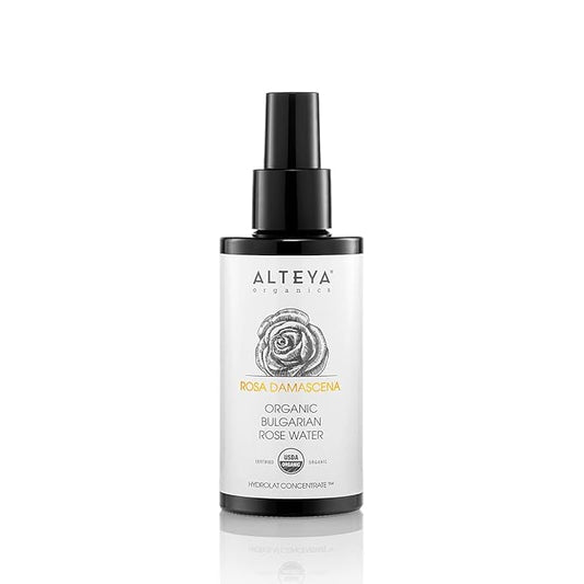Alteya High-Potency Rose Water USDA Organic Facial Toner, 3000 Roses in a Bottle, 3.4 Fl Oz/100mL Pure Bulgarian Rosa Damascena Flower Water, Award-Winning Moisturizer in Miron Biophotonic Glass