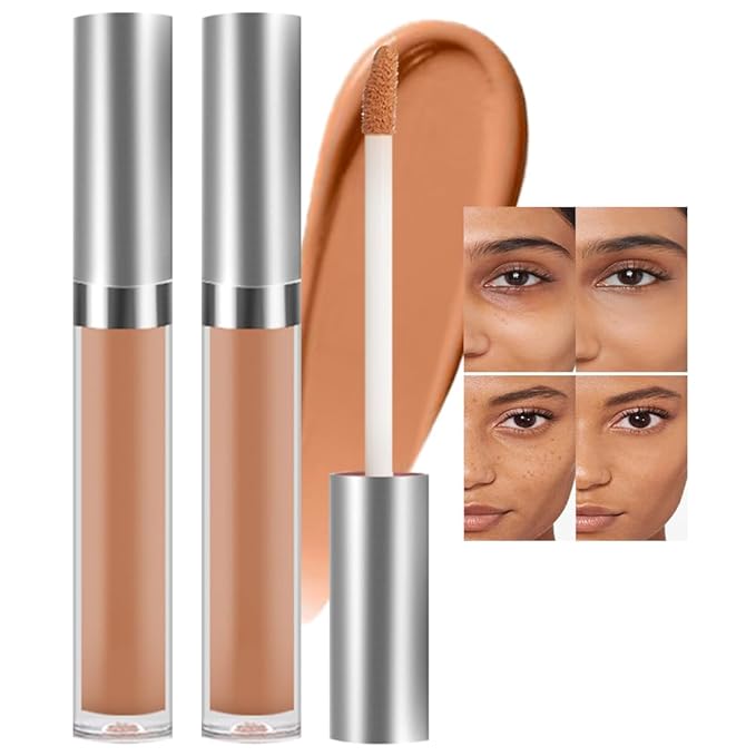 Kaely 2Pcs Hydrating Concealer Wand,Full Coverage Liquid under Eye Concealer,Long Lasting Waterproof Primer Makeup for Dark Circles and Puffiness Trouble Spots Redness,Eye Ring corrector de ojeras 07