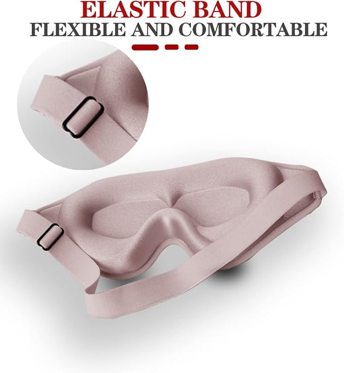 Sleep Mask, 3D Deep Contoured Eye Covers for Sleeping, 99% Block Out Light Eye Mask,Zero Pressure Cup Blindfold for Men Women, with Adjustable Strap for Sleeping, Yoga, Traveling (Pink)