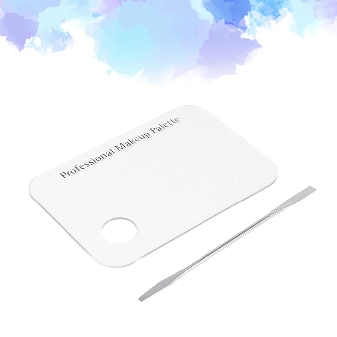 Makeup Palette with Spatula, Rotekt Clear Acrylic Makeup Nail Art Cosmetic Mixing Palette & Stainless Spatula Tool Applicators Set,Nail Holder Display Cosmetic Makeup Palette Tray Accessories