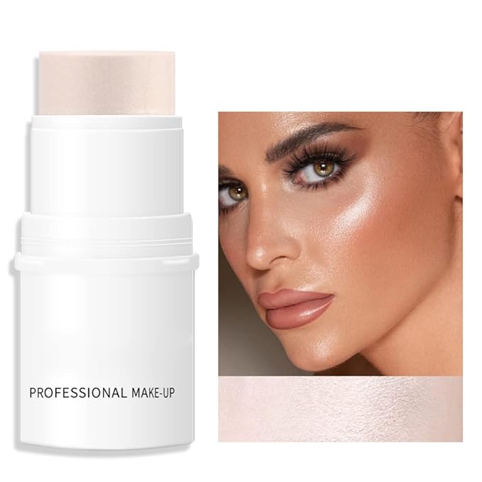 White Highlighter Makeup Stick, White Highlighter Stick Long Lasting Smooth Cheek Highlighter Pencil Makeup Waterproof Cream Make up Highlighter for Face