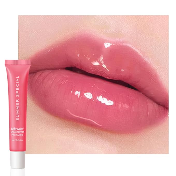 Summer Lip Butter Balm Lip Gloss, Ultra-Hydrating Natural Vegan Lip Balm, Sheer-Tinted Shine & Hydration, Soothes & Softens Dry Lips Skincare, Bálsamo labial hidratante #5 Pink Guava