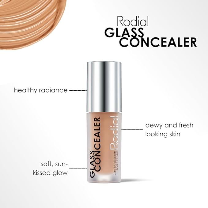 Rodial Glass Concealer Shade 4 - Luminous, Full-Coverage Cream with Peptides and Antioxidants for Flawless Skin, 0.1 fl. oz.