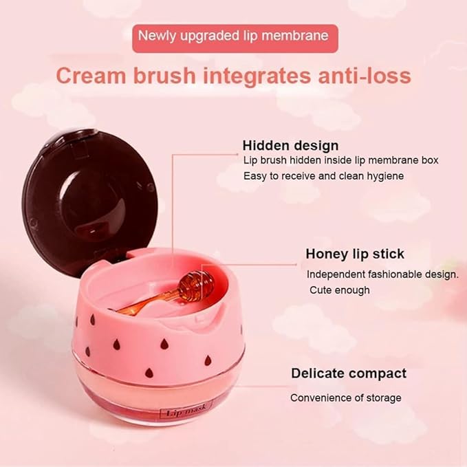 Strawberry Lip Balm Honey Pot, Hydrating Prevention Dry and Cracked Lip Scrubs Exfoliator, Reduces Lip Lines, Moisturizing Lip Balm Sleeping Lip Mask