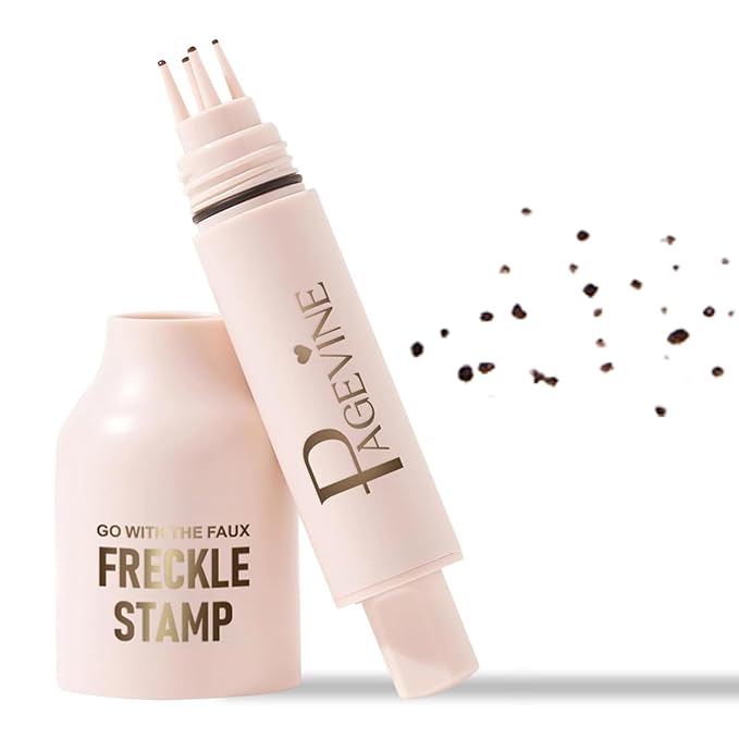 Freckle Stamp Pen, Waterproof Fake Freckles Makeup Tool, Upgrade Liquid Faux Freckles Pen, Quick-Dry, Long-Lasting, Lifelike, Natural Sunkissed Makeup, with Multi-Prong Precision Stamp Head (Dark)