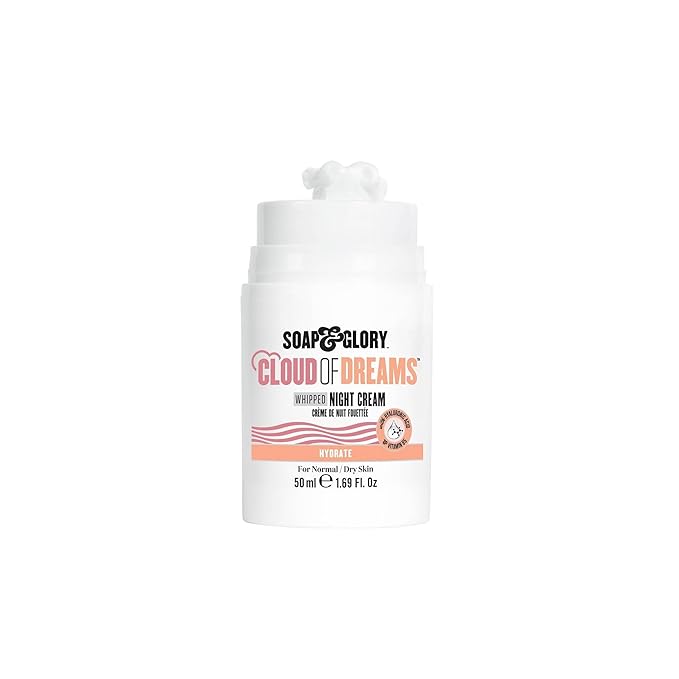 Soap & Glory Cloud of Dreams Whipped Night Cream - Hyaluronic Acid Night Cream - Shea Butter & Coconut Oil Whipped Face Cream For Normal & Dry Skin Types (50ml)