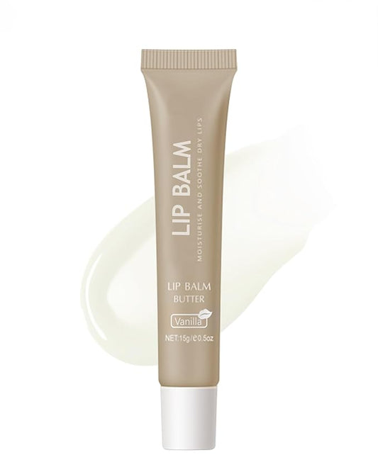 Lip Balm Butter Vanilla,Hydrating Tinted Butter Lip Gloss,Clear Lip Mask Lip Care Moisturizer,Lip Treatment Balm,Non-Sticky Glow Reviver Fat Lip Oil Lipgloss,Thanksgiving Makeup Gift for Women-01