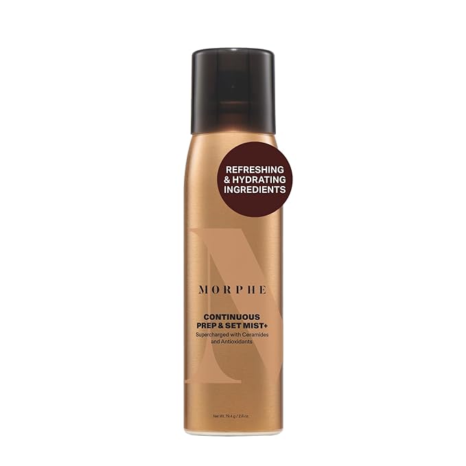 Morphe Continuous Prep & Set Setting Spray - Hydrating Setting Spray for Makeup & Skin Prep - Enriched with Ceramides and Antioxidants for a Radiant Finish (2.8 oz)