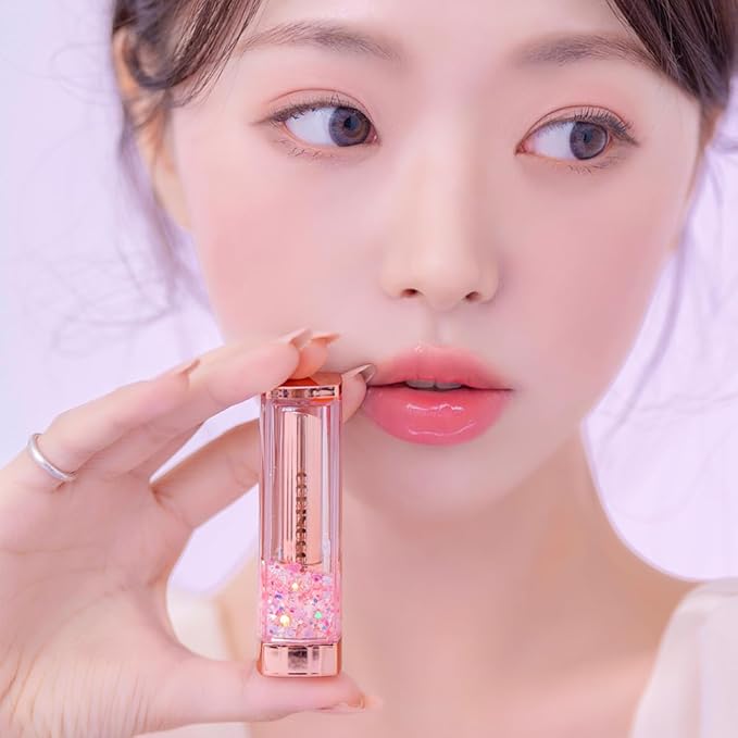 [SET] CORINGCO Sparkle Cute Color Changing Lip Balm｜ Colored Lip Cream Lip Gloss, Glitter Lip Care Lip Pack Birthday Gift Glitter Gift Sequin Shiny Spangle Lipbalm (#02 Fairy Forest)