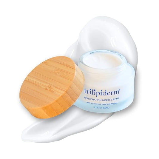 Trilipiderm Rehydration Night Crème W/Hyaluronic Acid, Vitamins A, C, E & Medyssinnian Lipid, Anti Aging Facial Night Cream Moisturizer for Face & Neck, Anti Wrinkle Cream for Men & Women, 1.7 Fl Oz