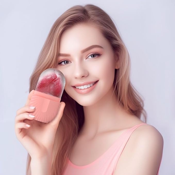 2Pcs Ice Face Roller, Reusable Silicone Mold Face Massage Eye Facial Beauty Skin Care Tools Apply Ice for Shrink Pores Anti Wrinkle Reduce Puffiness Improve Skin Elasticity, Seashell