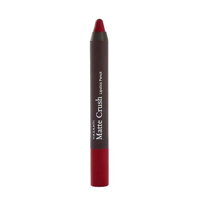 VASANTI Cosmetics Matte Crush Lipstick Pencil (Red X - Classic Red) - Long lasting, Water resisitant & Smudge proof - High Pigmented, Soft Matte Lip Liner Makeup
