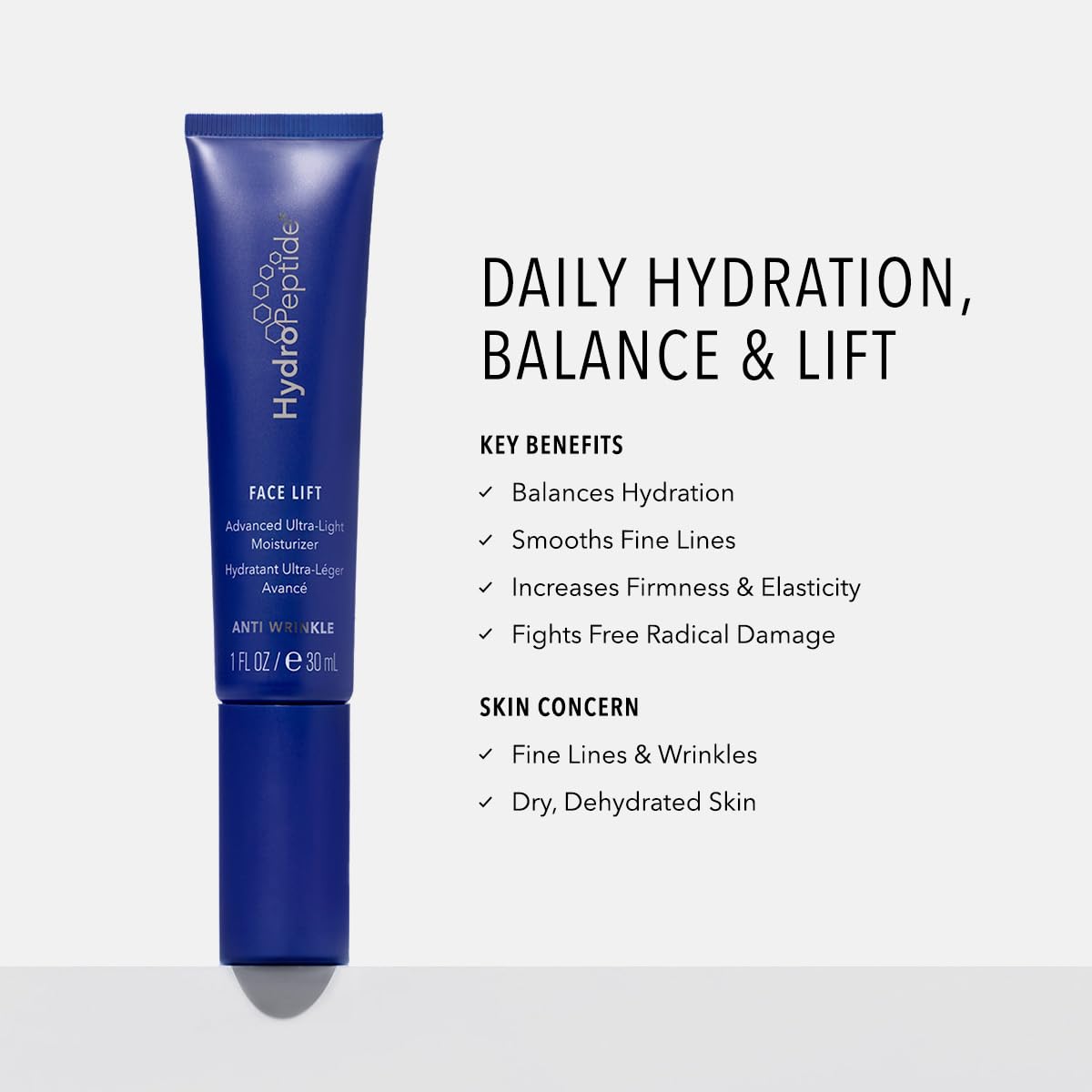 HydroPeptide Face Lift, Advanced Ultra-Light Moisturizer, Balances Hydration and Age-Preventing, 1 Ounce
