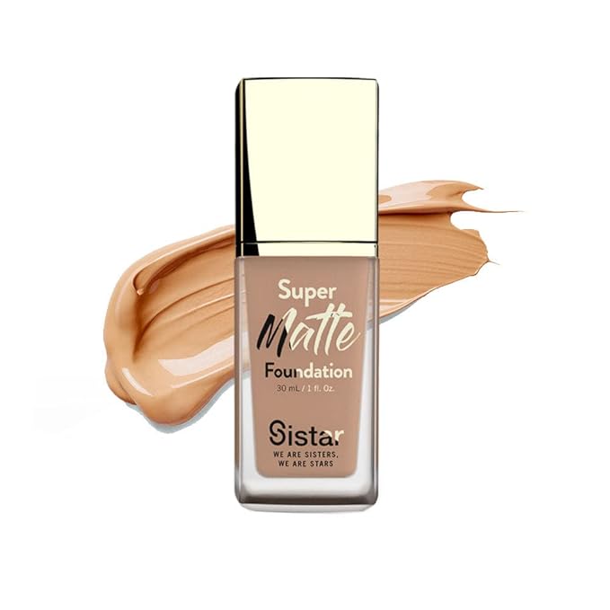 Sistar Super Matte Foundation Perfecting Liquid Foundation Full Coverage Control Shine Weightless Longwearing 30 mL / 1 fl. oz. (Rose Beige)