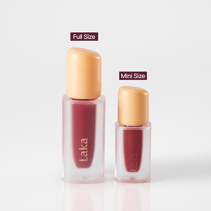 Laka Fruity Glam Lip Tint Mini, Glowing Lip Stain with Wide Color Spectrum, Hydrating & Lightweight Texture, Long-Lasting Bold Stain, Non-Sticky, Vegan, K-Beauty (#101 Joyful)
