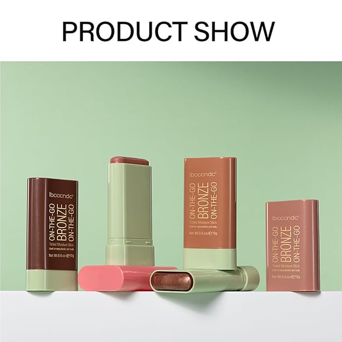 Multi-Use Makeup Blush Stick, Cream Blush Stick, Tinted Solid Moisturizer Stick for Cheek & Eyes & Lips, Waterproof Natural Nude Makeup, Suitable for All Skin (3#Rich Glow)