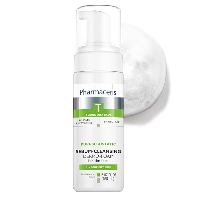 Sebum Cleansing Foam – Gentle Facial Cleanser Removes Excess Oil, Dirt & Makeup, Helps Unclog Pores, Shine Control Foaming Face Wash for Oily & Sensitive Skin, PURI-SEBOSTATIC, 5.07 fl oz