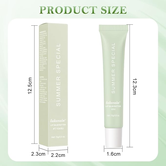 Summer Lip Butter Balm, Moisture and Hydration Lip Gloss, Long-lasting Hydrating Non-Sticky Lip Balm, Soften Dry Lips Lip Care (#Sweet Mint, 1Pcs)