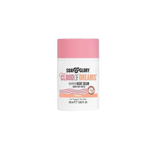 Soap & Glory Cloud of Dreams Whipped Night Cream - Hyaluronic Acid Night Cream - Shea Butter & Coconut Oil Whipped Face Cream For Normal & Dry Skin Types (50ml)