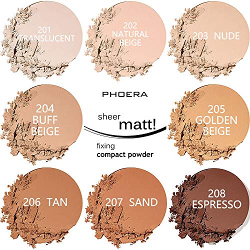 2 Pack Matte Face Powder, Control Oil Brighten Skin Color Cover Blemish Makeup Face Setting Setting Powder Foundation。205# Golden Beig