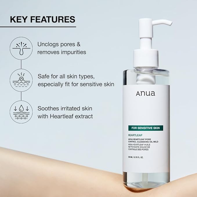 ANUA Gentle Double Cleanser Duo for Facial Cleansing : Heartleaf Pore Control Cleansing Oil Mild & Hydrating Gentle Foaming Cleanser for Double Cleansing, Daily Facial Cleanser, Korean Skincare