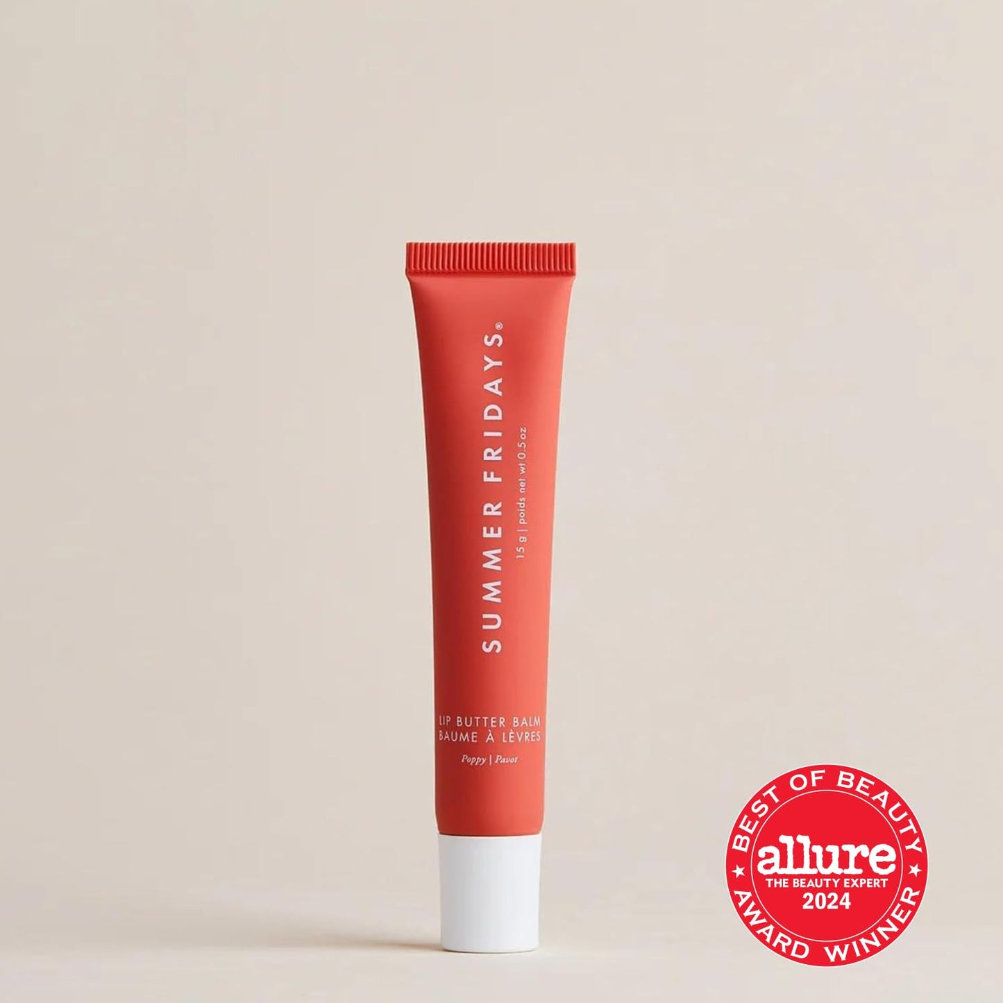 Summer Fridays Tinted Lip Butter Balm - Conditioning Vegan Lip Balm for Instant Moisture, Shine & Hydration - Sheer-Tinted, Soothing Skincare - Poppy (.5 Oz)