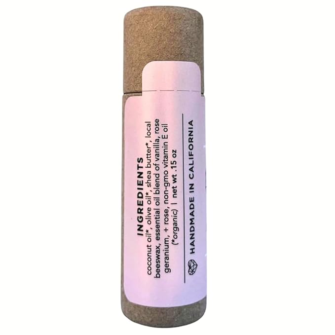 Plastic Free Lip Love | Jumbo Organic Lip Balm | Organic Beeswax and Plant Based | Zero Waste Natural Lip Balm (Vanilla Rose)