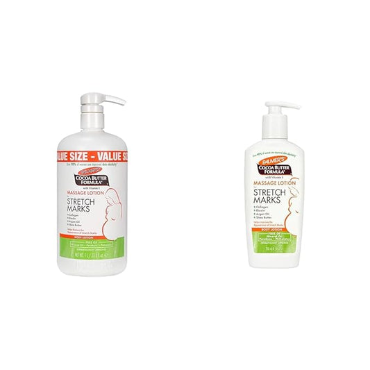 Palmer's Cocoa Butter Pregnancy Stretch Mark Lotion with Shea Butter, Oils, Collagen, and Elastin, 33.8 and 8.5 Ounces
