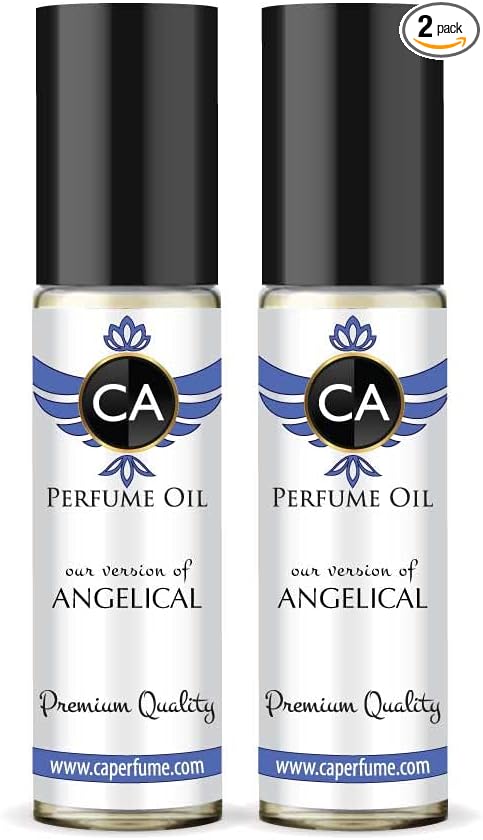 CA Perfume Impression of Thierry M. Angelical For Women Replica Fragrance Body Oil Dupes Alcohol-Free Essential Aromatherapy Sample Travel Size Concentrated Long Lasting Attar Roll-On 0.3 Fl Oz-X2