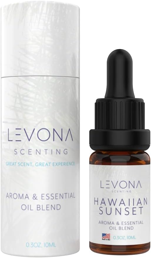 Levona Scent Essential Oils - Scents for Home, Hotel & Office Use - Perfect for Home Diffuser & Humidifiers - Aroma Fragrance Oil, Ideal for Massage, Relaxation, and Spa - Hawaiian Sunset, 10ml