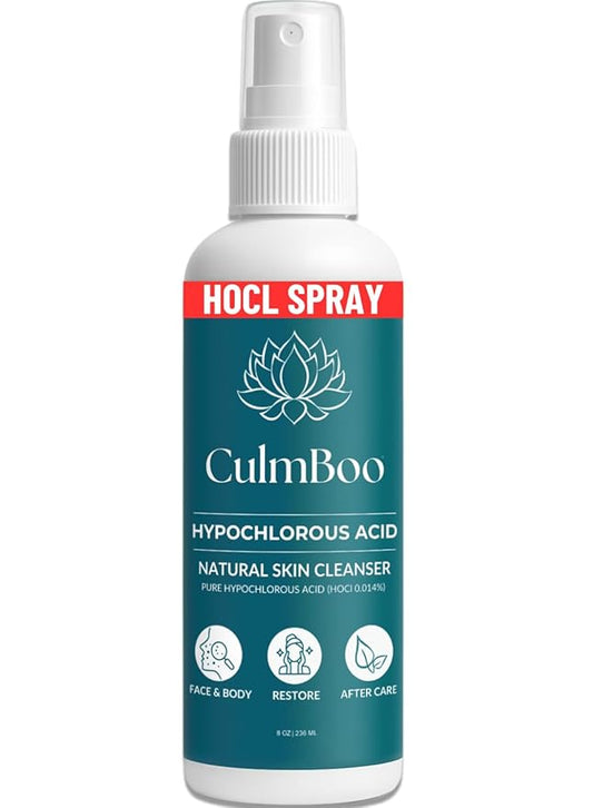 Hypochlorous Acid Spray for Face & Skin - HOCl, Acne Prone Skin, Eczema, Natural Tattoo Aftercare, Piercing Aftercare Spray, Eye Lash Cleanser, Face Mist Toner, Wound Care Cleanser, 8 Fl Oz