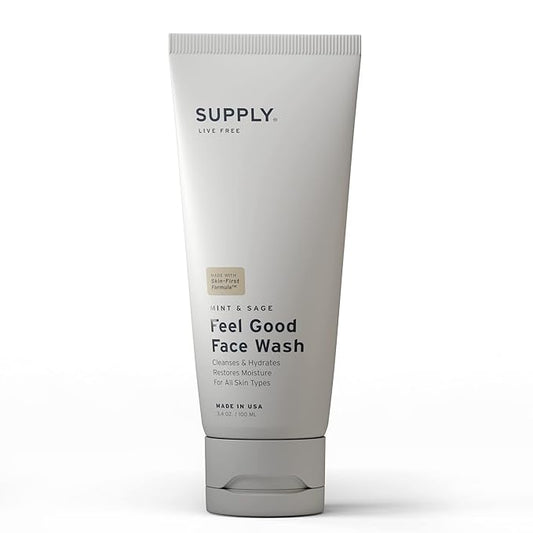Supply Mens Face Wash - Plant-Based Face Wash Men's Cleanser with Aloe, Tea Tree & Mint - Gently Hydrates, Refreshes & Removes Impurities - Natural Skincare, 3.4 fl oz
