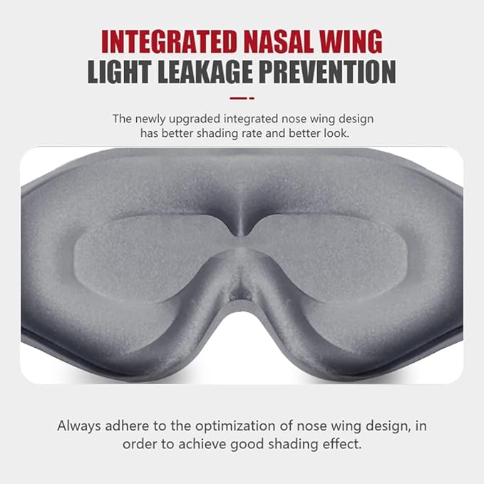 Sleep Mask, 3D Deep Contoured Eye Covers for Sleeping, 99% Block Out Light Eye Mask, Zero Pressure Cup Blindfold for Men Women, with Adjustable Strap for Sleeping, Yoga, Traveling (Grey)