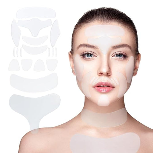 18 Pcs Wrinkle Patches，Reusable Silicone Face, Forehead, Neck & Chest Wrinkle Pads – Anti Aging Overnight Facial Smoothing Pads for Fine Lines, Decollete Care, Skin Rejuvenation