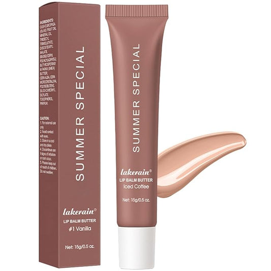 Summer Lip Butter Balm, Moisture and Hydration Lip Gloss, Long-lasting Hydrating Non-Sticky Lip Balm, Soften Dry Lips Lip Care (#Iced Coffee, 1Pcs)
