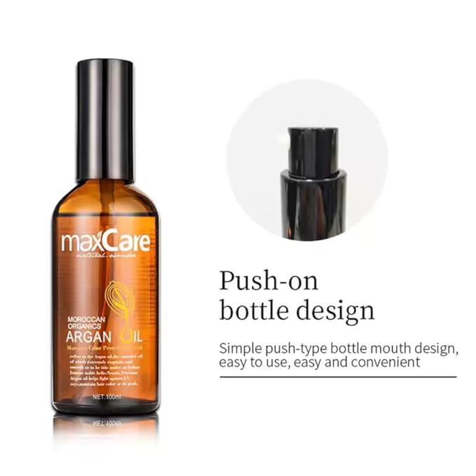 MaxCare Moroccan Argan Oil Hair Serum – Color Protect & Nourishing Treatment for Frizz Control, Shine & Heat Protection, 100ml – Lightweight, Non-Greasy, Sulfate-Free