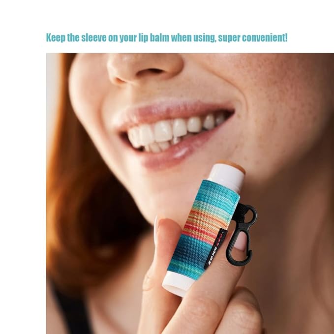Lip Balm Holder Sleeves Keychain Chapstick Elastic Sleeves (Floral patterns)