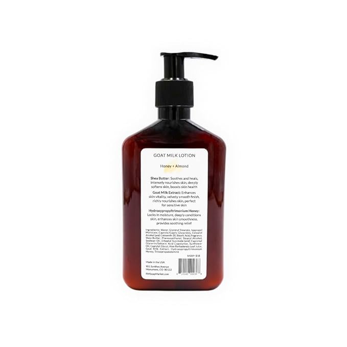 Goat Milk Lotion, Honey Almond Fragrance, Hydrating Lotion for Men & Women With Nourishing Goat Milk, Shea Butter, Sunflower Oil & Aloe, Packed With Vitamin A, E & Selenium, 9 Oz