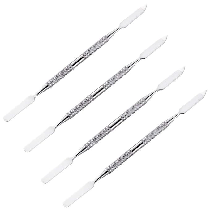 4 Pieces Makeup Spatula Cosmetics Mixing Spatula Stainless Steel Cosmetic Makeup Spatula Makeup Palette Spatula Tool Double Headed Makeup Stirring Spatula Makeup Accessories(150 mm, Silver)