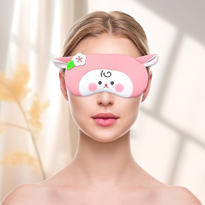 PERFECTSIGHT Sheep Sleep Eye Masks, Cute Plush Sleep Eye Cover Lightweight Adjustable Eyeshade Faux Fur Mask Cover for Women Men Sleep Travel Nap (Pink Sheep)