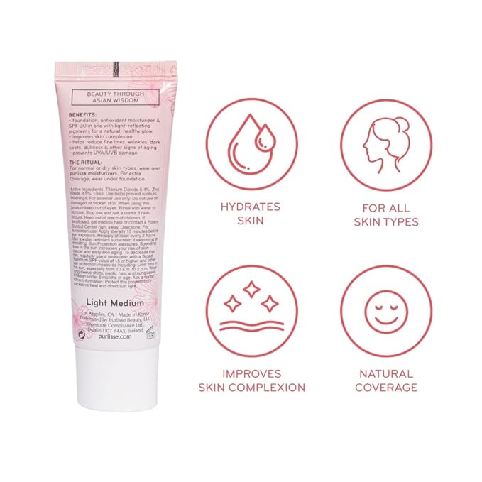 pūrlisse Ageless Glow Serum BB Cream SPF 40 - Glow BB Cream with SPF Enriched with Bakuchiol & Vitamin C to Help Improve Firmness & Reduce Wrinkles for Dewy Skin - Fair (1.4 oz)