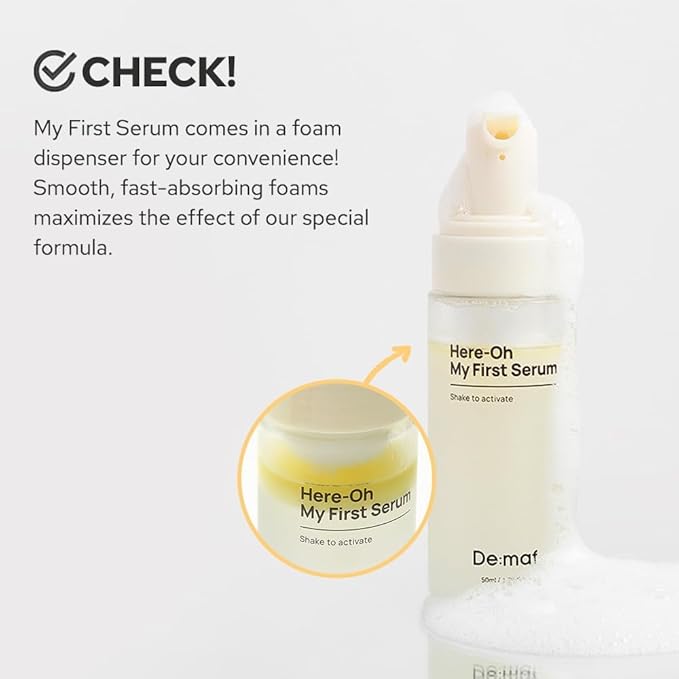 Here-Oh My First Serum, Hydrating Facial Serum with Hyaluronic Acid | Bubble Texture for Barrier Support & Glow | Korean Care for Dry & Sensitive Types (15.22 fl oz,Refill)