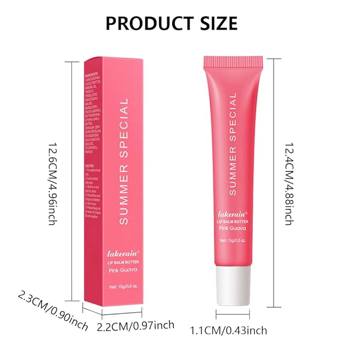Summer Lip Butter Balm Lip Gloss, Ultra-Hydrating Natural Vegan Lip Balm, Sheer-Tinted Shine & Hydration, Soothes & Softens Dry Lips Skincare, Bálsamo labial hidratante #5 Pink Guava
