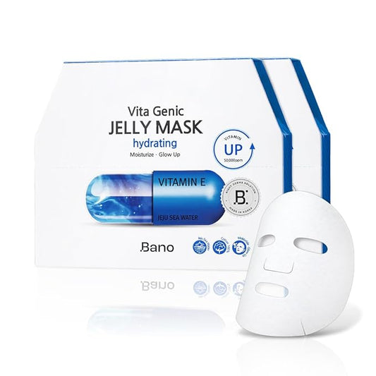 Vita Genic Jelly Face Hydrating Mask 10EA – Firming Sheet Mask for Sensitive Skin, Korean Glass Skin Care with Mineral Water, Vitamin C & Niacinamide, Fragrance-Free, Pack of 2