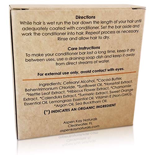 Solid Lemongrass & Sweet Orange Conditioner Bar, Natural & Organic, For All Hair Types Including Frizzy, Sulfate-Free & Cruelty-Free, 2.3 Ounce (2-Pack)