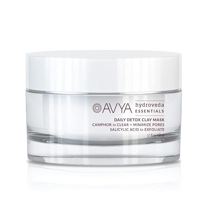 AVYA Hydroveda Essentials Daily Detox Clay Mask (1.7oz) - Bentonite Clay Treatment for Blemishes & Calming Camphor for Inflammation/Remove Impurities and Cleanse Pores